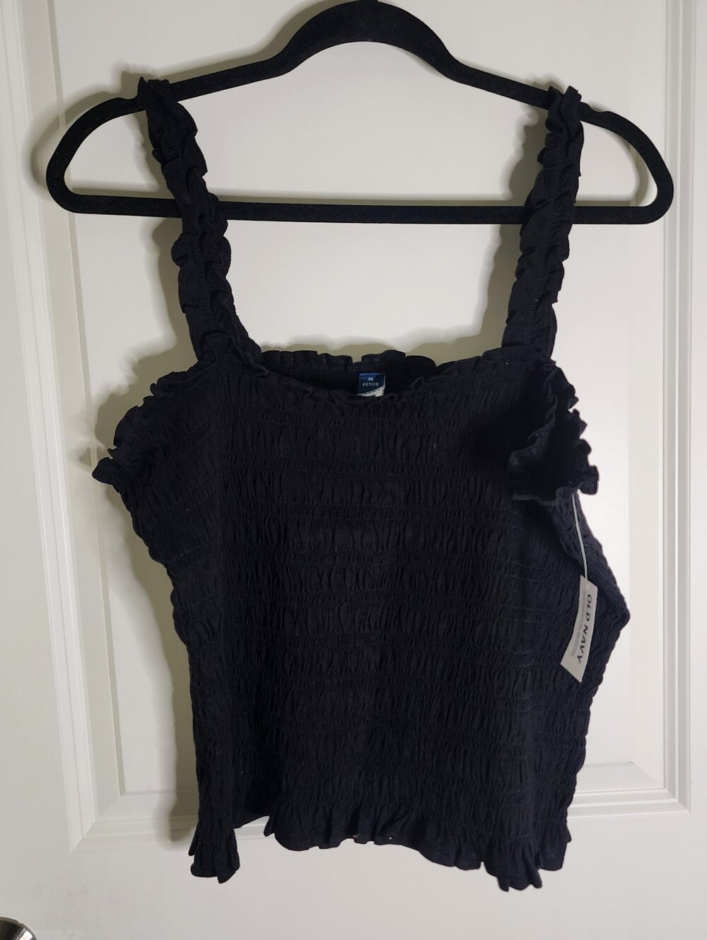 NWT Old Navy Black Smocked Ruffle Strap Camisole Size XLP